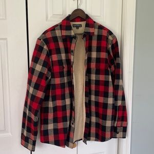 J Crew faux Fur lines flannel shirt jacket. Excellent condition